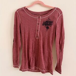 Disney Maroon Long Sleeve Henley Top